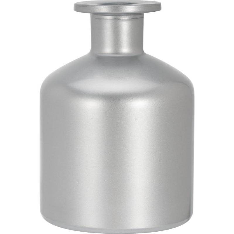 Customized Logo silver round empty reed diffuser glass bottle with cork