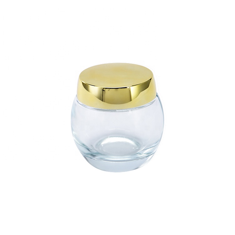 Customized Luxury Cosmetic Packaging Empty Clear Glass Jar With Gold Lid 150ml For Cream