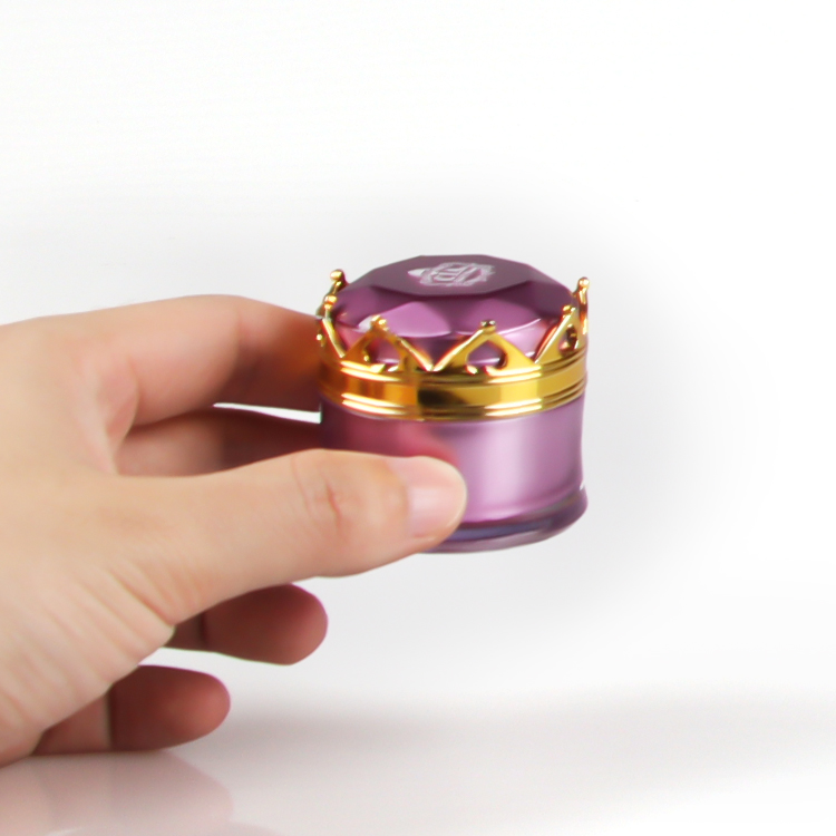 Customized Luxury Empty 5g 10g 15g 20g Crown Shaped Cap Acrylic Cream Jars for Skincare