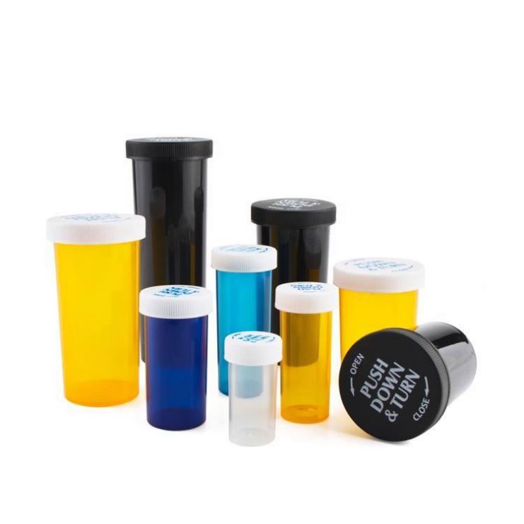 Customized Pill Plastic Containers Non-Opaque Medicine Empty Child Proof Push Down And Turn Plastic Vials