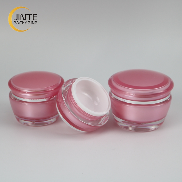 Customized Pink Colored Acrylic Plastic Cosmetic Gel Jar, 30ml Plastic Cream Jar