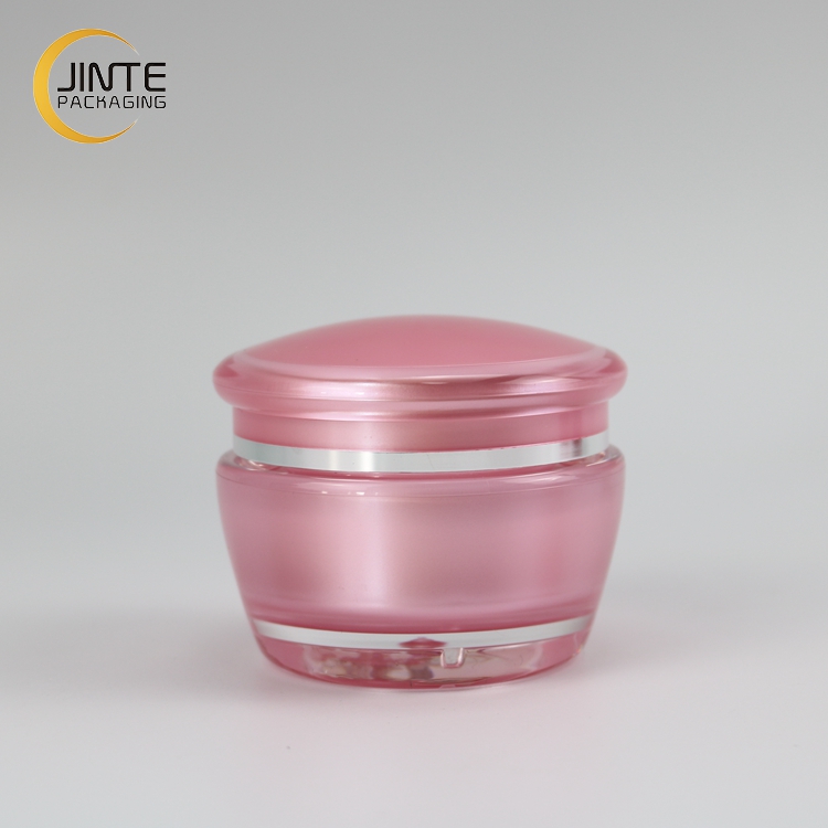 Customized Pink Colored Acrylic Plastic Cosmetic Gel Jar, 30ml Plastic Cream Jar
