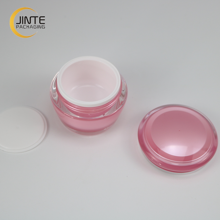 Customized Pink Colored Acrylic Plastic Cosmetic Gel Jar, 30ml Plastic Cream Jar