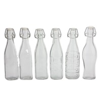 Customized Premium Quality Sealed Beverage Glass Storage Bottles with Red Clip Top