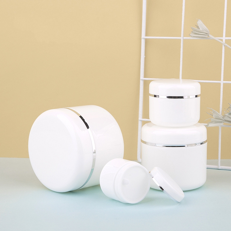 Customized Printing Cosmetic Container Skin Care Cream Jar With Silver Gloss Edge Clamp Lid 10g 20g 30g 50g 100g 150g 250g