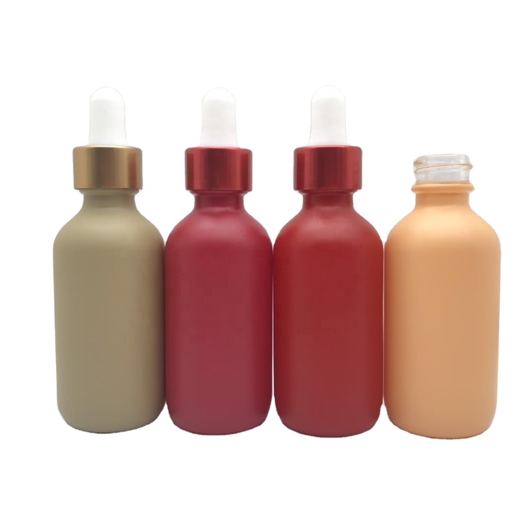 Customized Red Color Painted Round Boston Glass Bottle