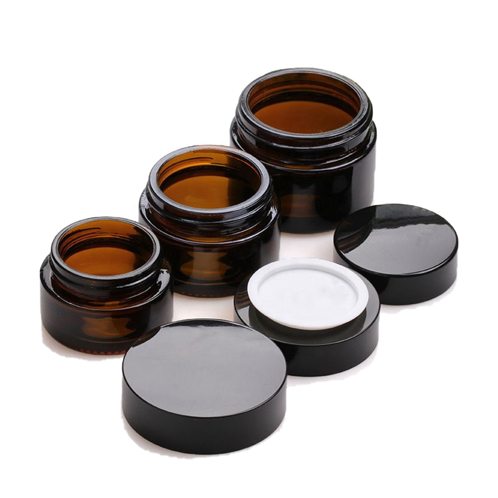 Customized Round 30g 50g 2oz 4oz 8oz Amber Glass Jars Cosmetic Cream Container