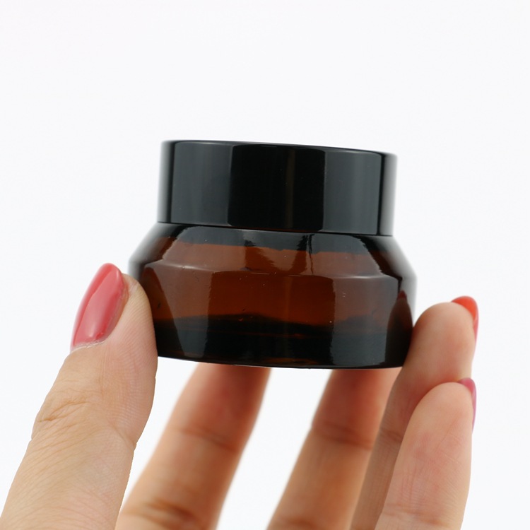 Customized Round 30g 50g 2oz 4oz 8oz Amber Glass Jars Cosmetic Cream Container