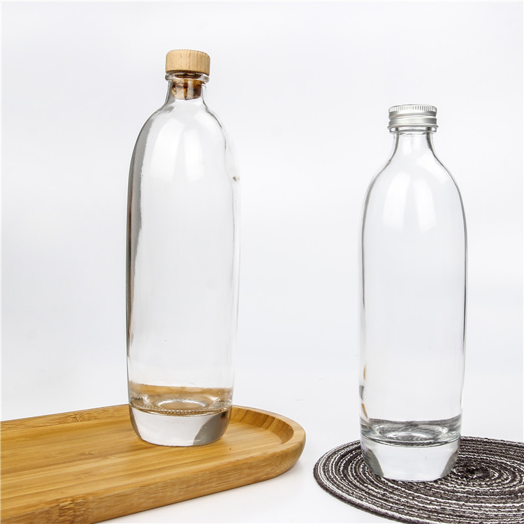 Customized Round Clear Mocktail Container 330ml 500ml Vodka Cocktail Glass Bottles With Cork