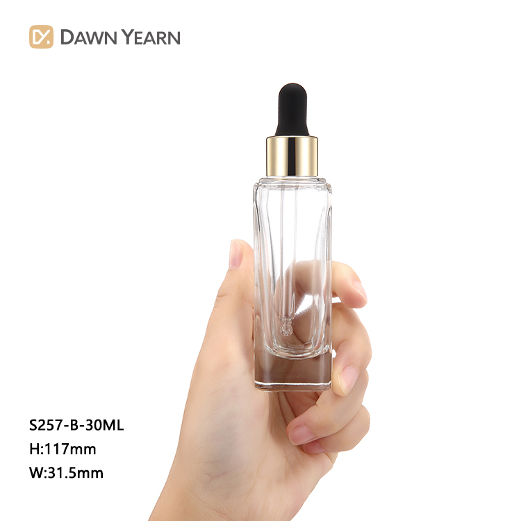 Customized Screen Printing luxury cosmetic serum face oil dropper bottle rectangular