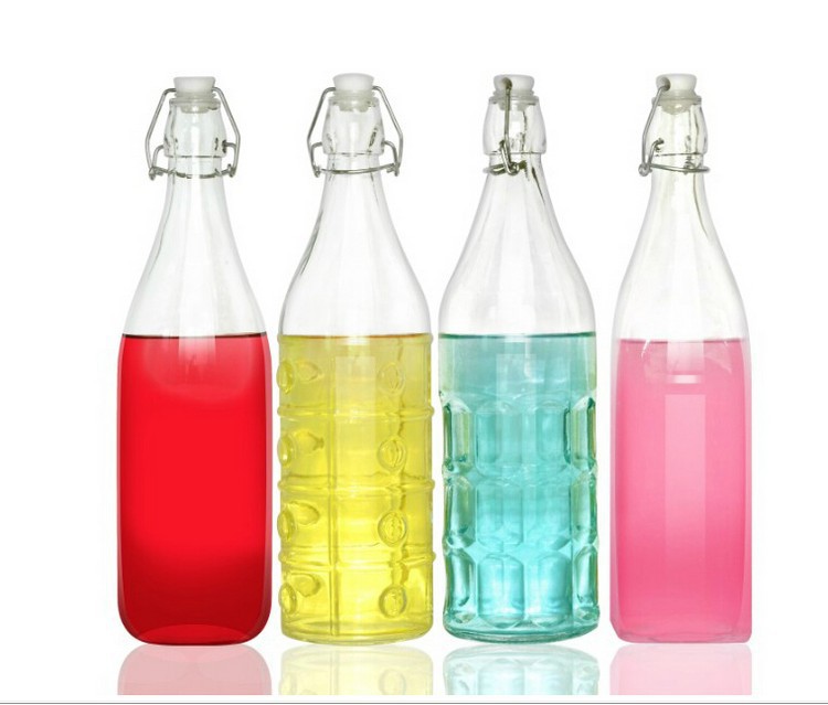Customized Sealed Square Shape or Round Shape Beverage Glass Bottles with Buckle