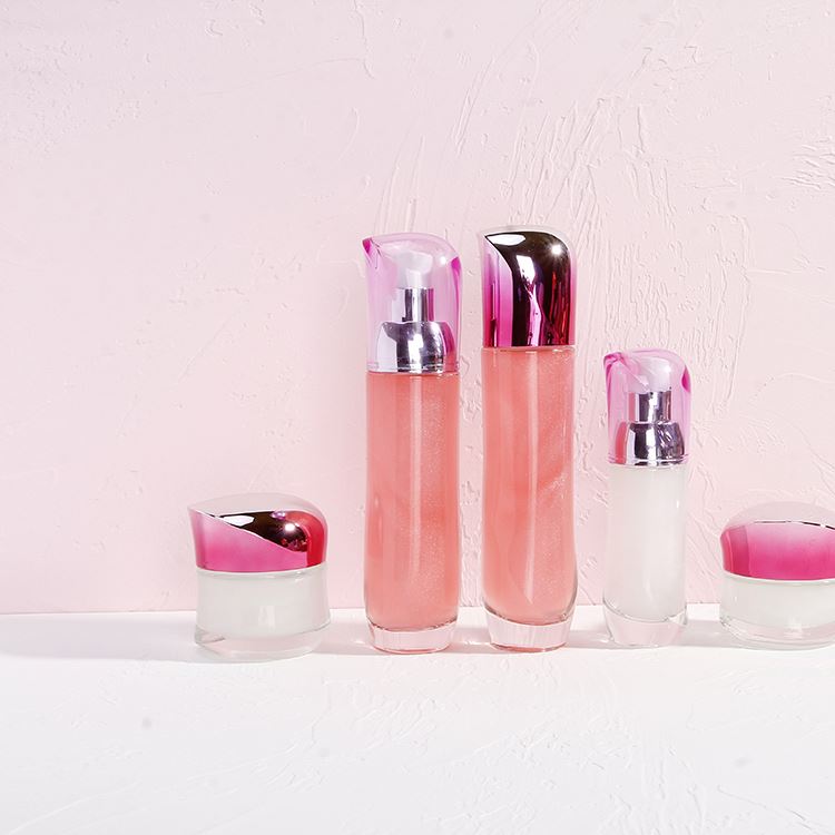Customized Sell Well 15ml 30ml 50ml Luxury Pink Cosmetic Glass Lotion Bottle and Cream Jars