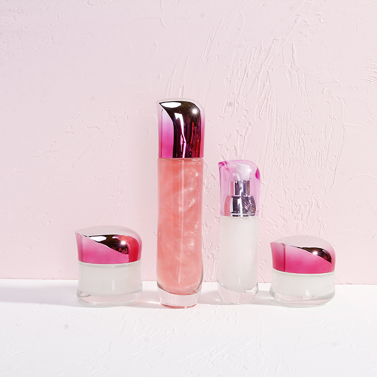 Customized Sell Well 15ml 30ml 50ml Luxury Pink Cosmetic Glass Lotion Bottle and Cream Jars