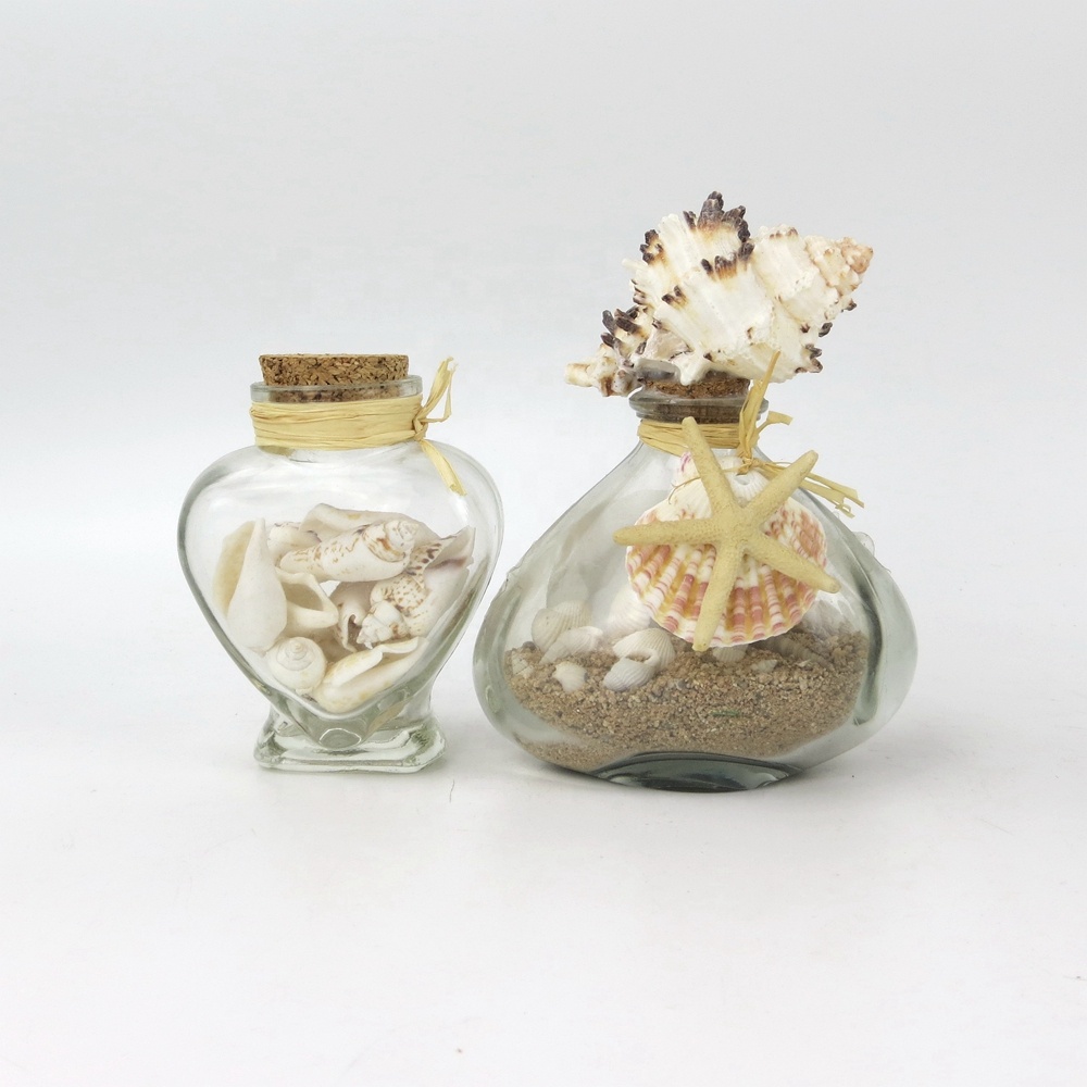 Customized Small Clear Handcrafted Decorative Sand Shells Cork Lid Glass Message in a Bottle Gift