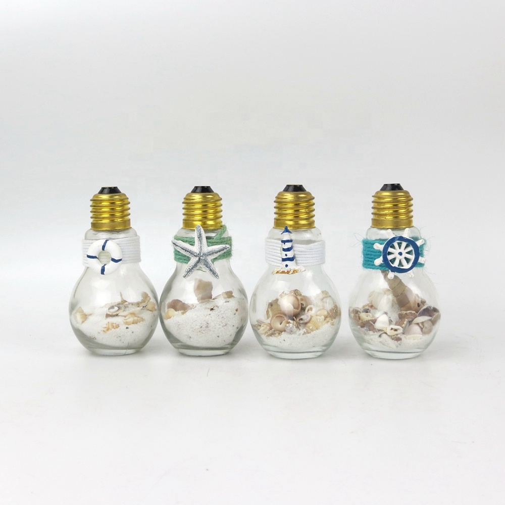 Customized Small Clear Handcrafted Decorative Sand Shells Cork Lid Glass Message in a Bottle Gift