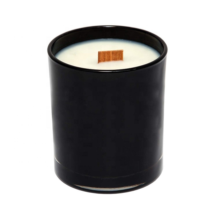 Customized Spraying Logo 7oz 10oz Matt Black Cosmetic Glass Candle Jar With Lid