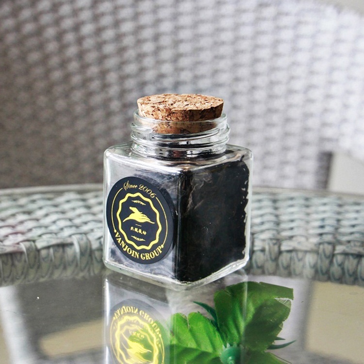 Customized Square Clear Tea Glass Jar Bottle Food Storage Packaging With Wooden Plug Lid