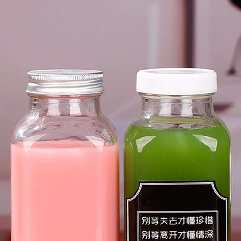 Customized Square Glass Bottle 250ml/350ml/500ml Juice Beverage Milk Coffee Square Glass Bottle