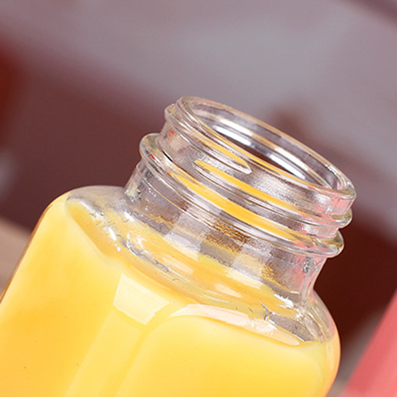 Customized Square Glass Bottle 250ml/350ml/500ml Juice Beverage Milk Coffee Square Glass Bottle