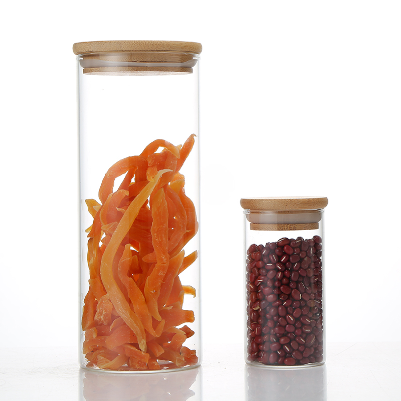 Customized Storage Glass Jar Glass Storage Jar Glass Lid Storage Bottle Acacia