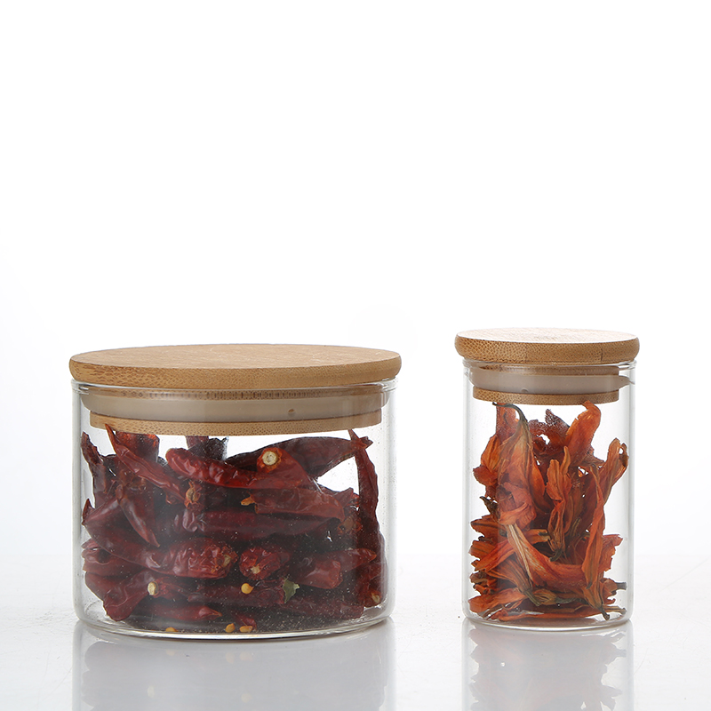 Customized Storage Glass Jar Glass Storage Jar Glass Lid Storage Bottle Acacia