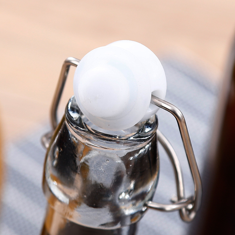 Customized Transparent Sealed Glass Beverage Storage Bottles with Buckle Swing Top