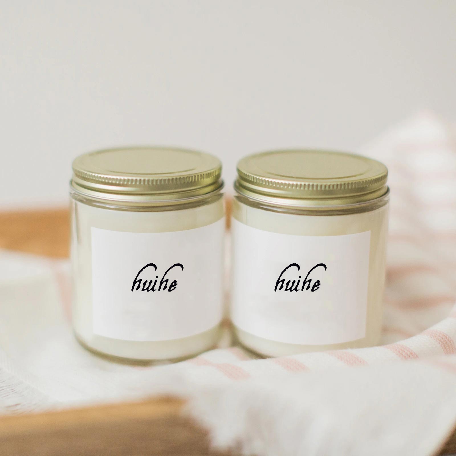 Customized White Cap Cosmetic Packaging Straight Sided Cylinder Empty Glass Candle Jar