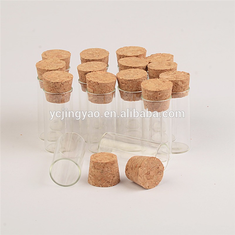 Customized Wholesale Clear Cylinder Borosilicate Glass Sugar Jar with Cork Lids 120ml