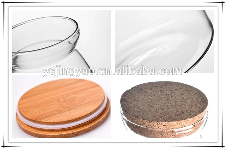 Customized Wholesale Sealed Glass Storage Jar with Bamboo / Cork lid