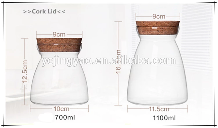 Customized Wholesale Sealed Glass Storage Jar with Bamboo / Cork lid