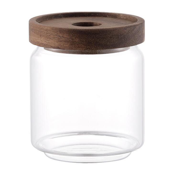 Customized Wholesale Transparent Glass Food Airtight Jar With Lid Containers Kitchen Organization Storage Tea Coffee Spice