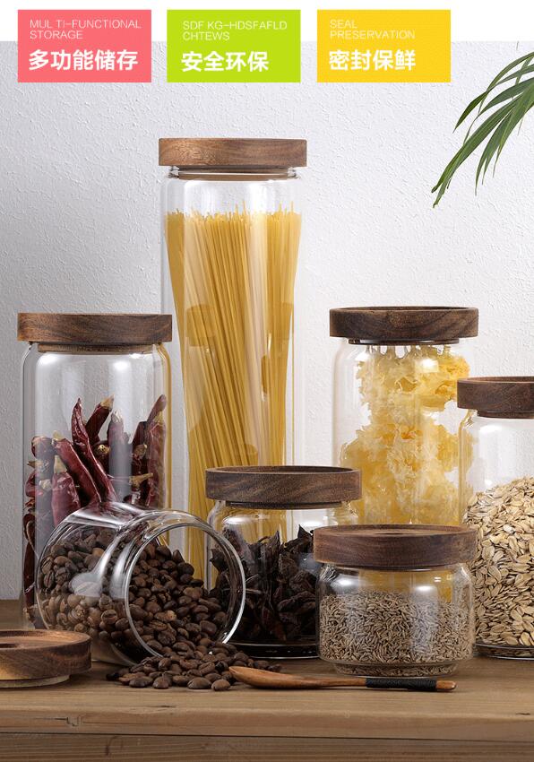 Customized Wholesale Transparent Glass Food Airtight Jar With Lid Containers Kitchen Organization Storage Tea Coffee Spice