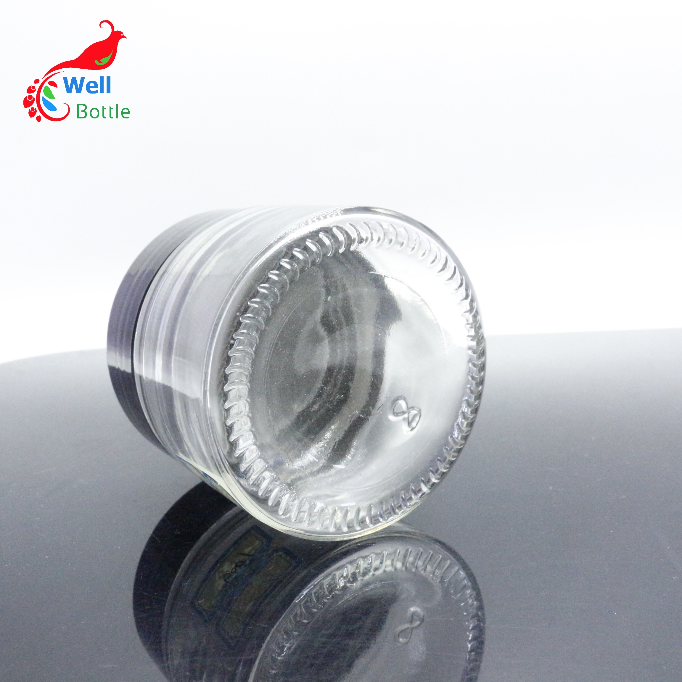 Customized amber glass pill jar with black lid for Preservation Paste cream GJ84E