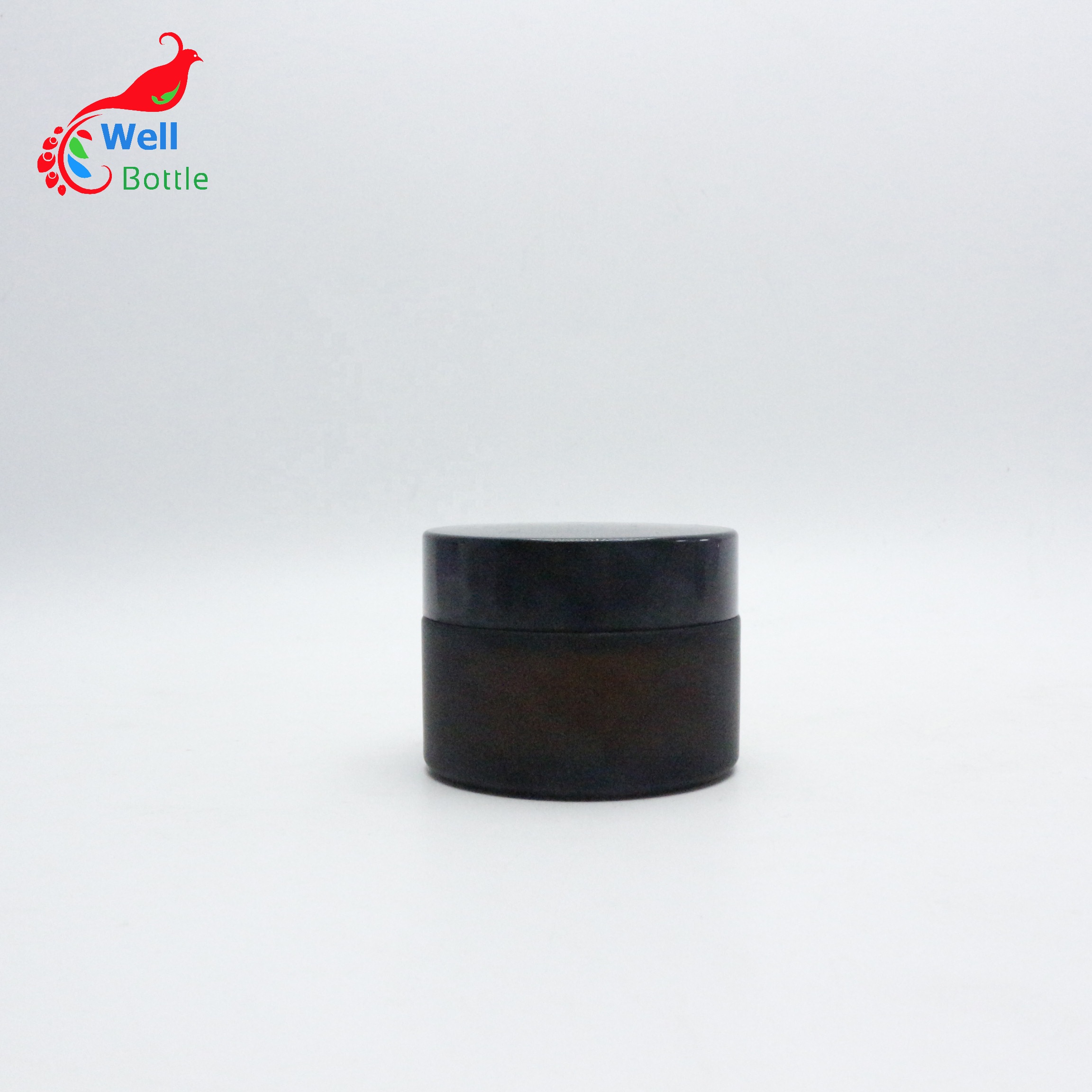 Customized amber glass pill jar with black lid for Preservation Paste cream GJ84E