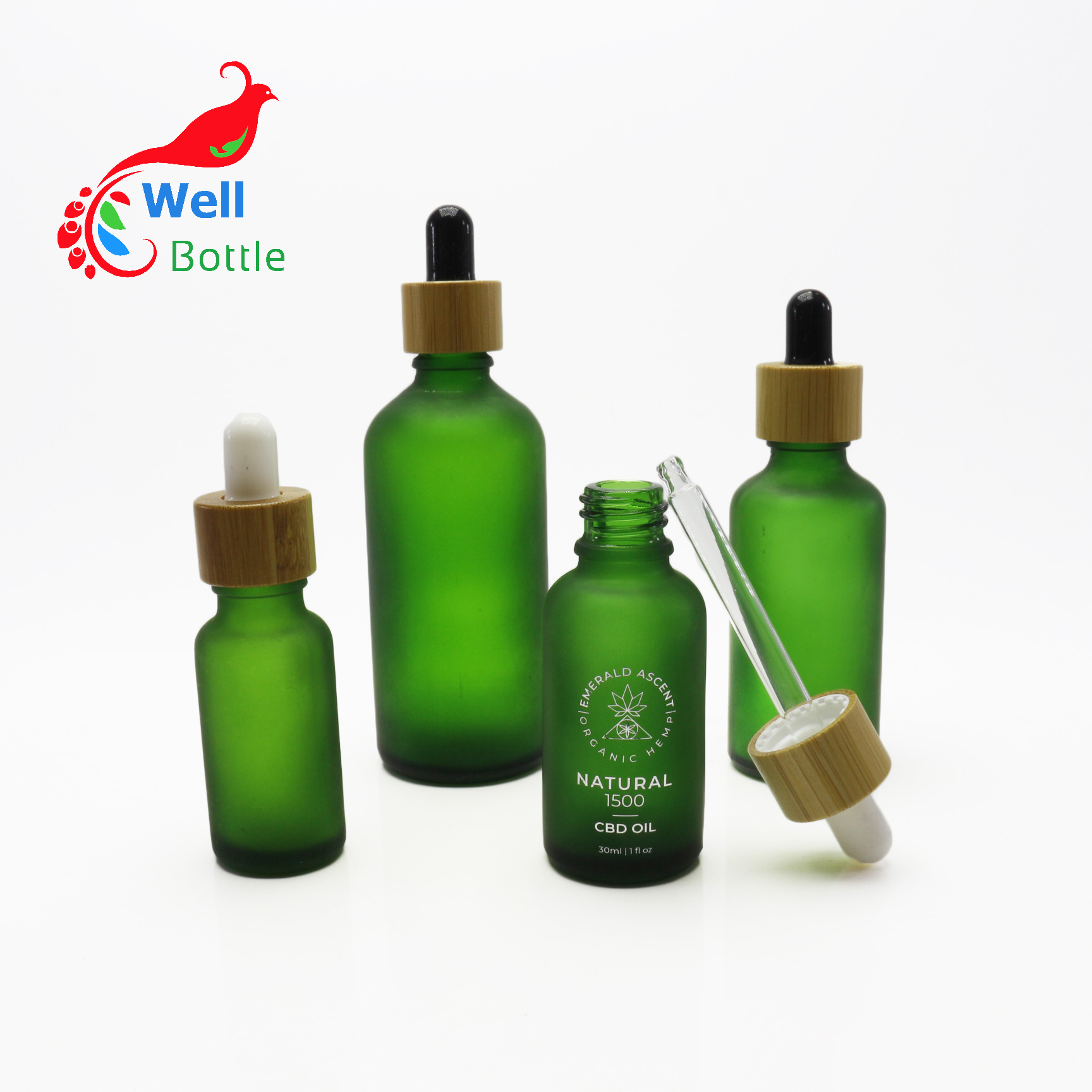 Customized artwork shiny lotion 50ml glass spray bottle with bamboo mist cap GB315E