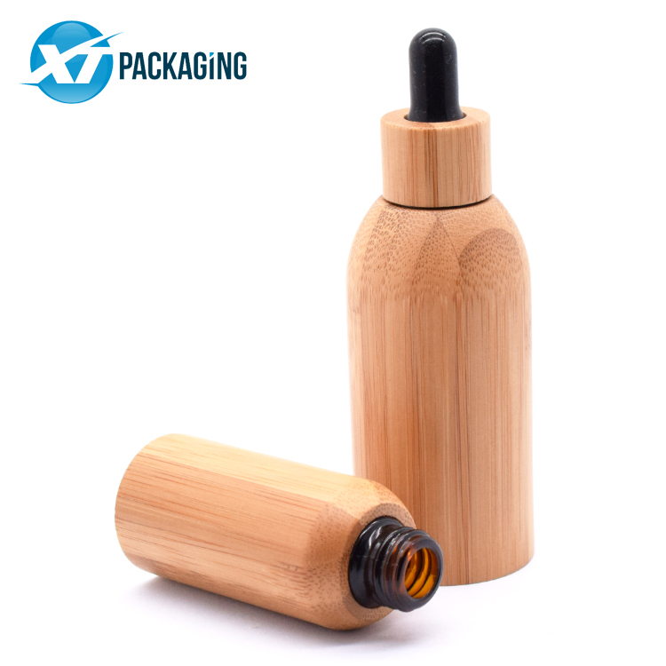 Customized bamboo coated glass dropper bottle for CBD oil child resistant dropper bottle 30ml