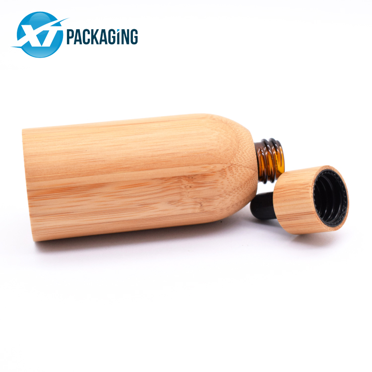 Customized bamboo coated glass dropper bottle for CBD oil child resistant dropper bottle 30ml