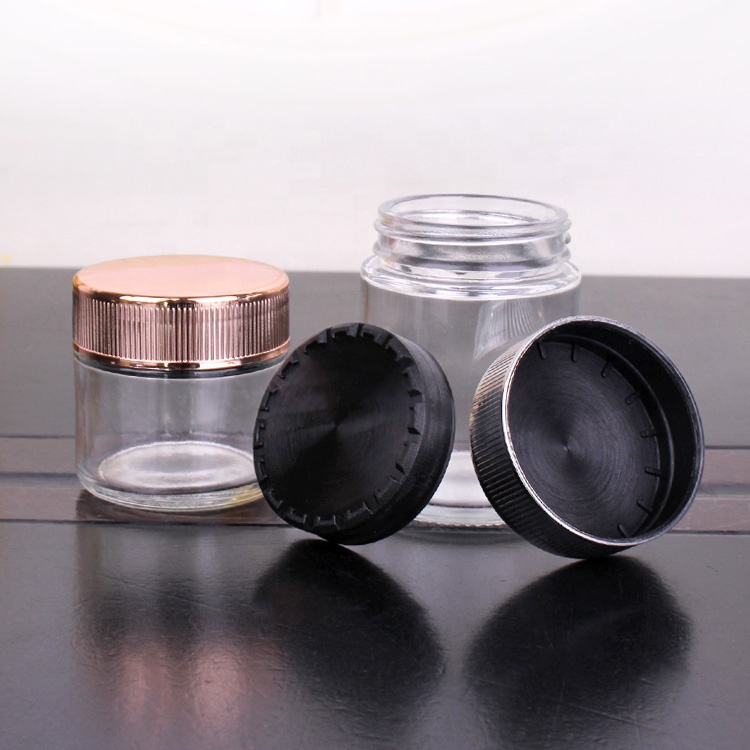 Customized clear glass jar with childproof lid child resistant jar