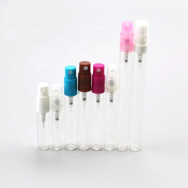 Customized clear glass tube vials spray bottle empty glass vial with push on pump