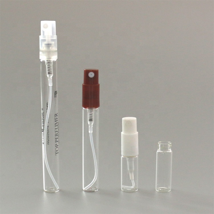 Customized clear glass tube vials spray bottle empty glass vial with push on pump