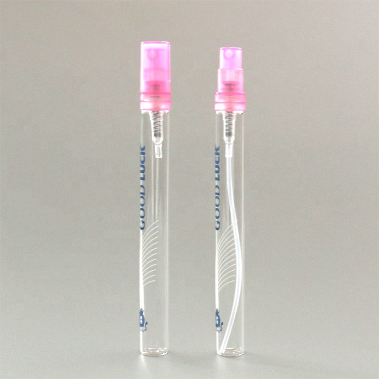Customized clear glass tube vials spray bottle empty glass vial with push on pump