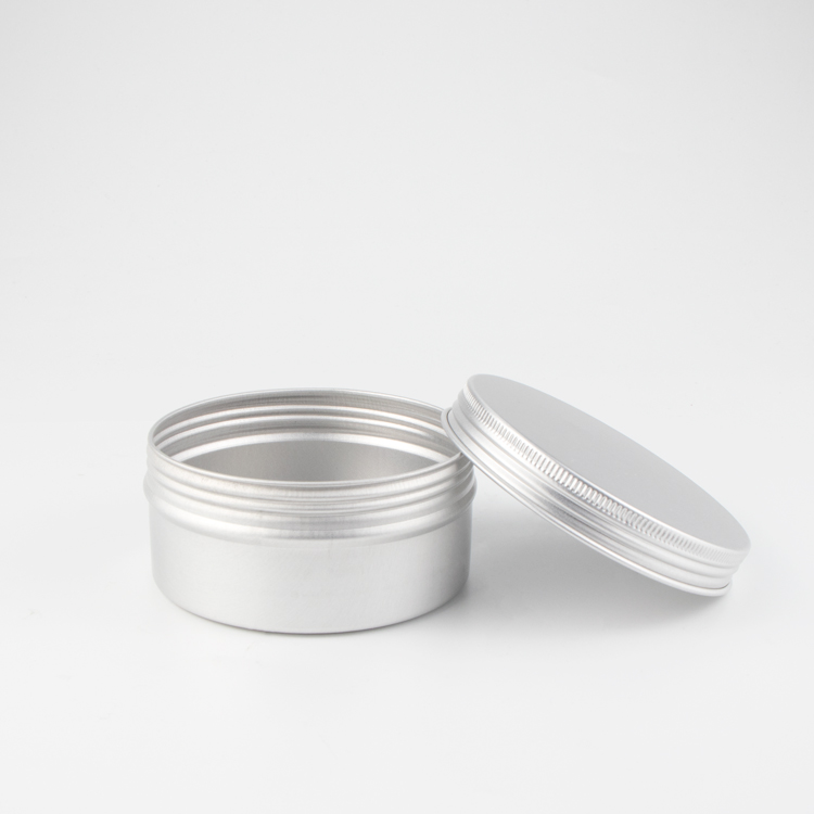 Customized color 30ml 50ml 100ml small round black silver purple cosmetic tin aluminum cosmetic tin jar with aluminum screw lid