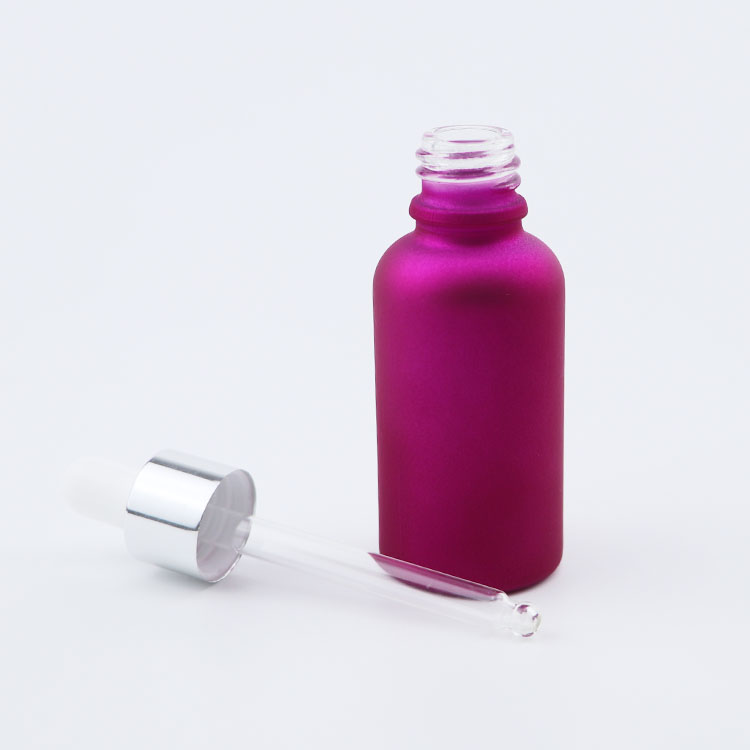 Customized color essential oil glass dropper bottle serum 1oz 2oz 30ml pink Tincture Dropper Bottles