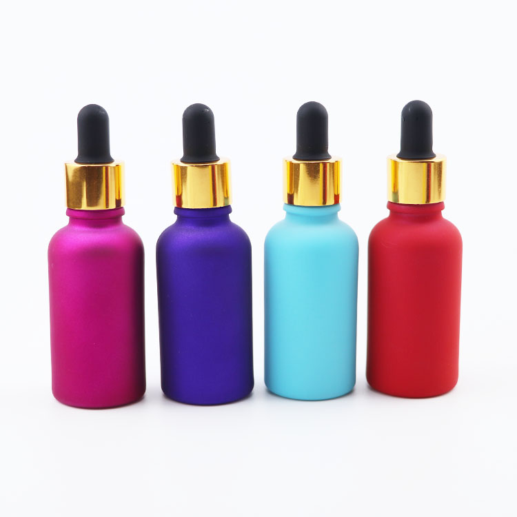 Customized color essential oil glass dropper bottle serum 1oz 2oz 30ml pink Tincture Dropper Bottles