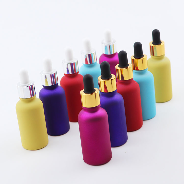 Customized color essential oil glass dropper bottle serum 1oz 2oz 30ml pink Tincture Dropper Bottles