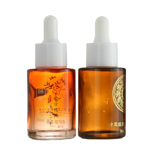 Customized color painting blue green red yellow cosmetic 30ml serum cylinder flat shoulder dropper bottle