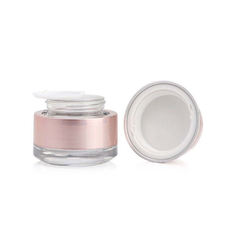 Customized color wholesale 50g 1.7oz glass cream jar empty cosmetic cream container for person skin care