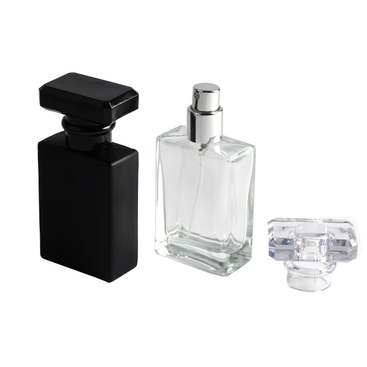 Customized color women luxury perfume glass 50 ml round square shape bottles perfume spray bottle with box packaging