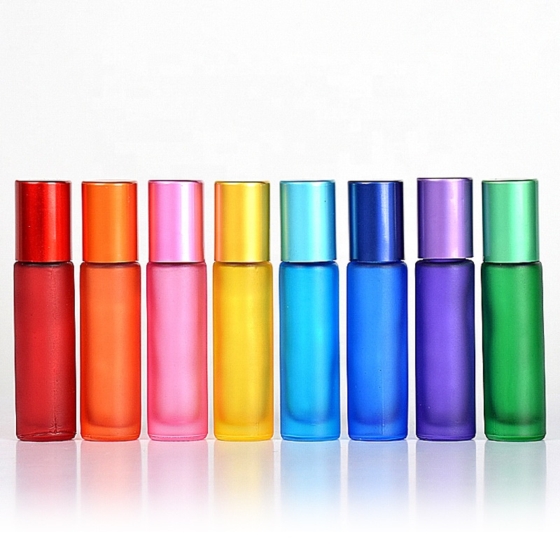 Customized colored glass 10ml essential oil roller bottles