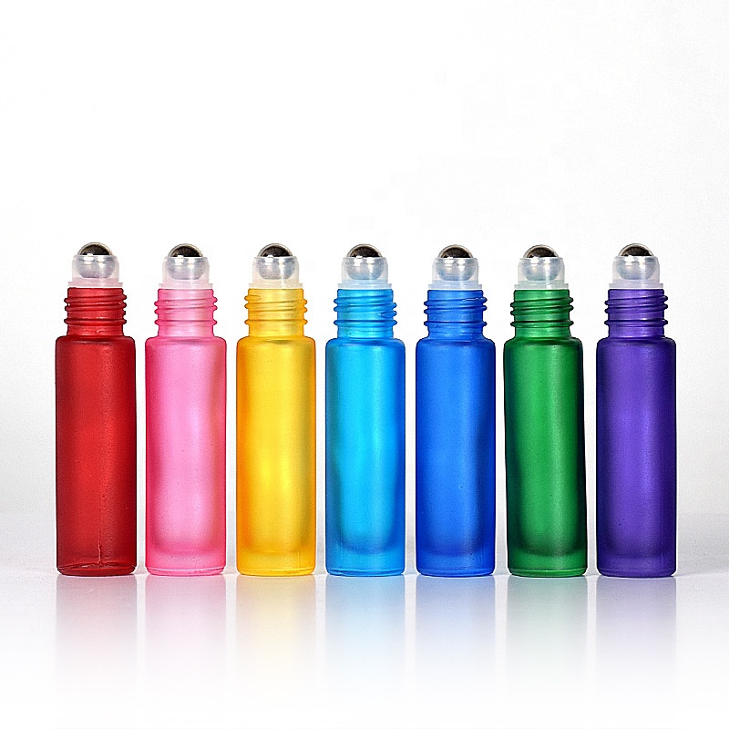 Customized colored glass 10ml essential oil roller bottles